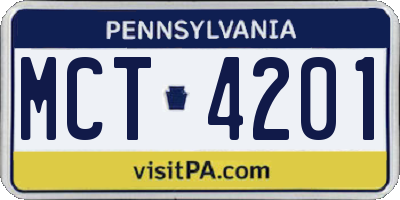 PA license plate MCT4201