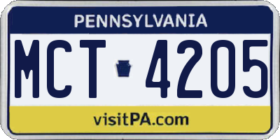 PA license plate MCT4205
