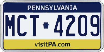 PA license plate MCT4209