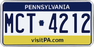 PA license plate MCT4212