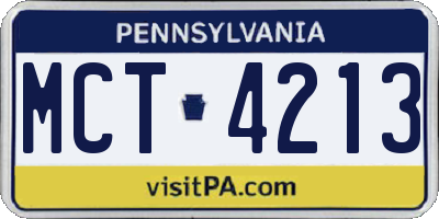 PA license plate MCT4213