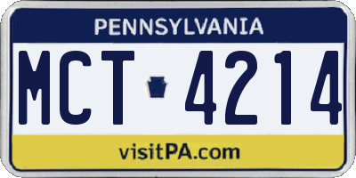 PA license plate MCT4214