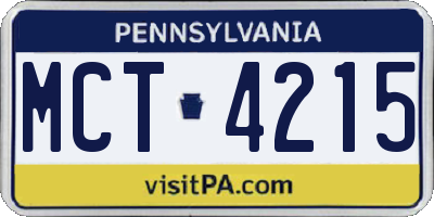 PA license plate MCT4215