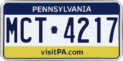 PA license plate MCT4217