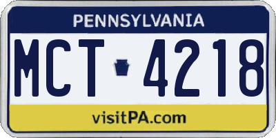 PA license plate MCT4218