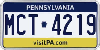 PA license plate MCT4219