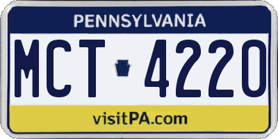 PA license plate MCT4220