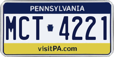 PA license plate MCT4221