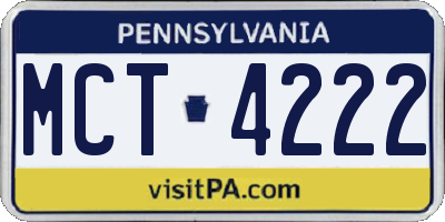 PA license plate MCT4222