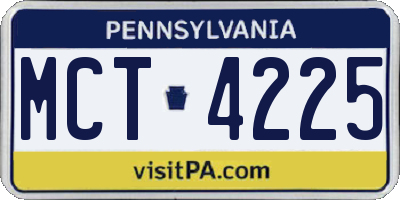 PA license plate MCT4225