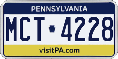 PA license plate MCT4228