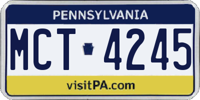 PA license plate MCT4245