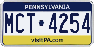 PA license plate MCT4254