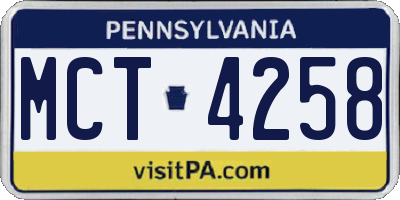 PA license plate MCT4258