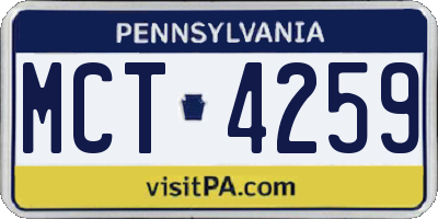 PA license plate MCT4259