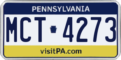 PA license plate MCT4273