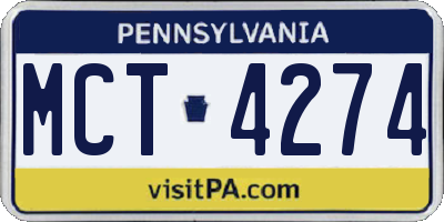 PA license plate MCT4274
