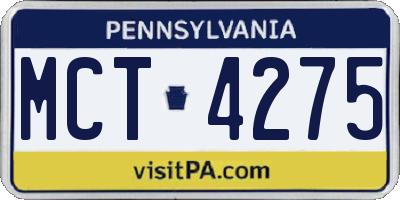 PA license plate MCT4275