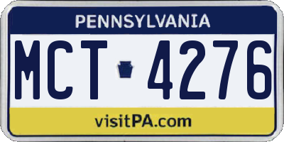 PA license plate MCT4276