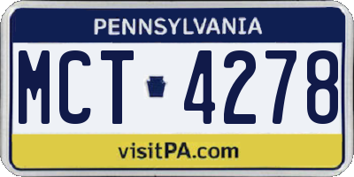 PA license plate MCT4278