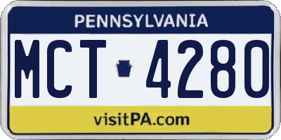 PA license plate MCT4280