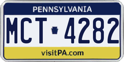 PA license plate MCT4282