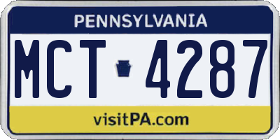 PA license plate MCT4287