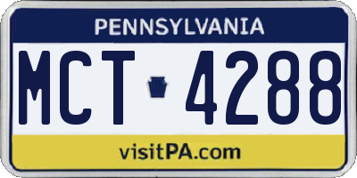PA license plate MCT4288