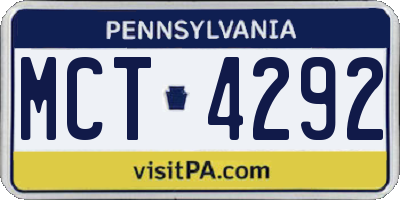 PA license plate MCT4292