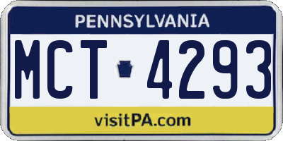 PA license plate MCT4293