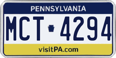 PA license plate MCT4294