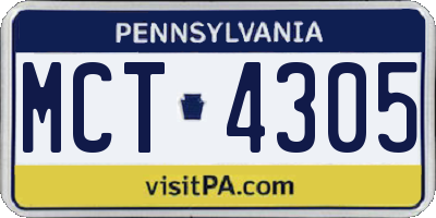 PA license plate MCT4305