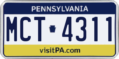 PA license plate MCT4311