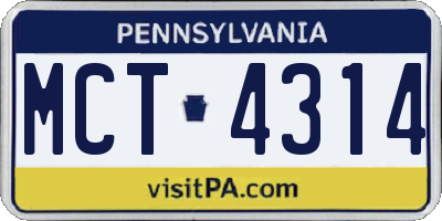 PA license plate MCT4314
