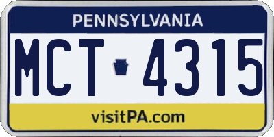 PA license plate MCT4315