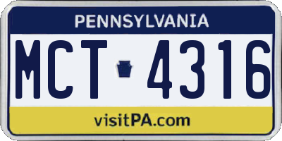PA license plate MCT4316
