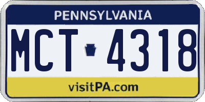 PA license plate MCT4318