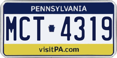 PA license plate MCT4319