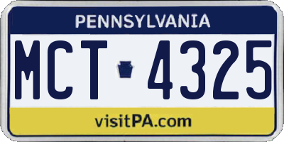 PA license plate MCT4325