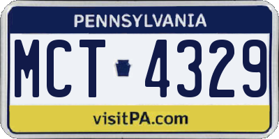 PA license plate MCT4329