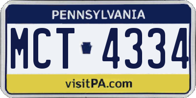 PA license plate MCT4334