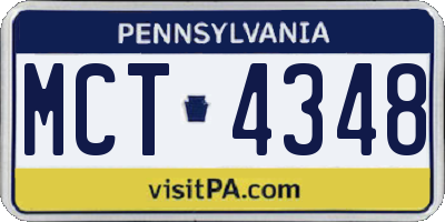 PA license plate MCT4348