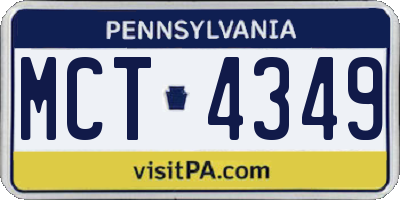PA license plate MCT4349
