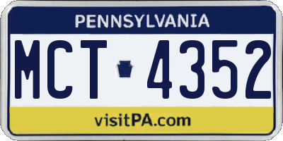 PA license plate MCT4352