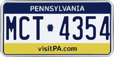 PA license plate MCT4354