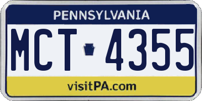 PA license plate MCT4355