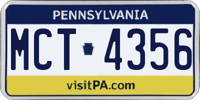 PA license plate MCT4356