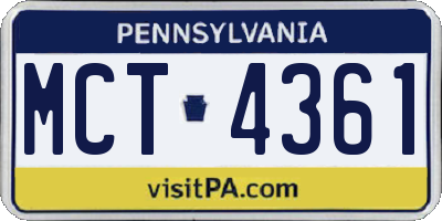 PA license plate MCT4361