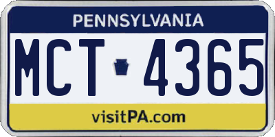 PA license plate MCT4365