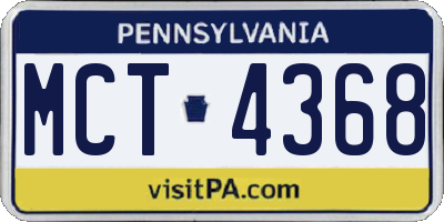 PA license plate MCT4368
